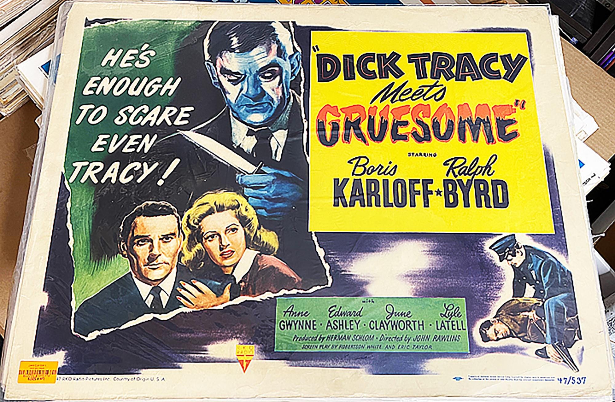 Dick Tracy MEETS GRUESOME! '47 Boris Karloff, Ralph Byrd Original Crime ...