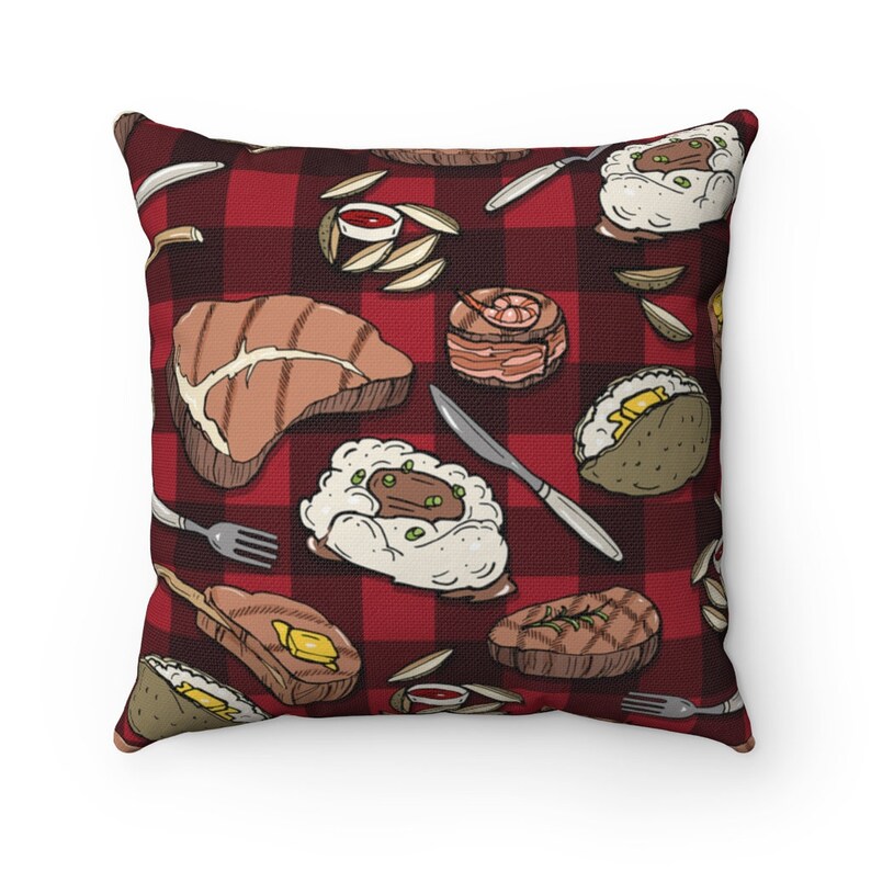 Meat and Potatoes Pillow Steak Throw Pillow Dinner Pop Art Etsy