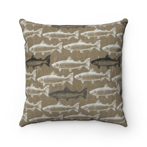 Gray Fish Pillow Rustic Gray Bedding Farmhouse Fish Decor Etsy