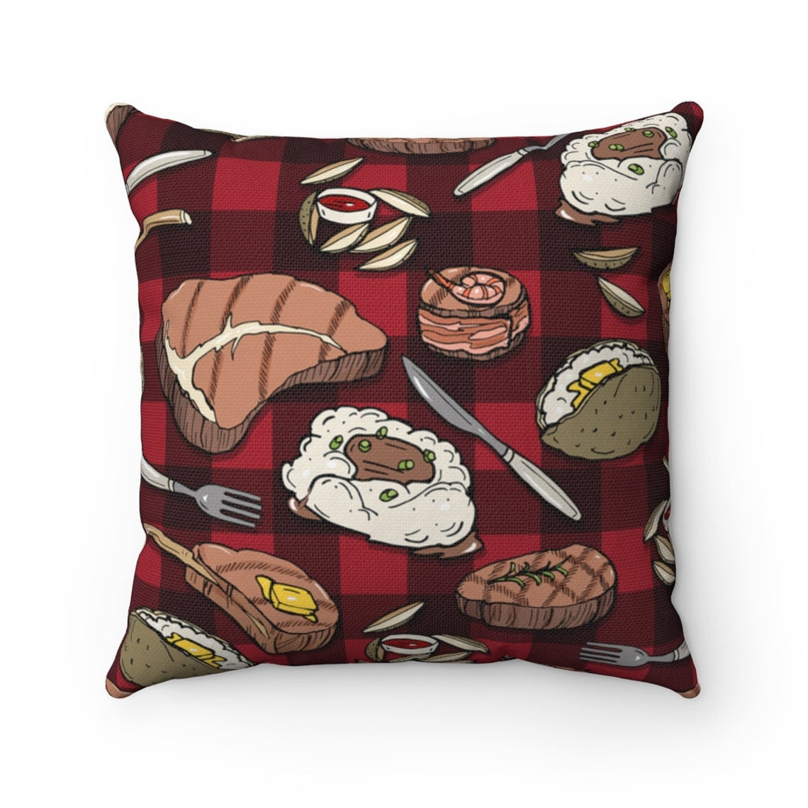 Meat and Potatoes Pillow Steak Throw Pillow Dinner Pop Art Etsy