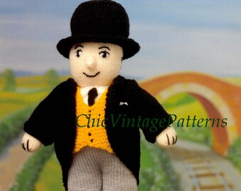 The Fat Controller Knitting Pattern, Sir Topham Hatt Soft Toy, PDF Knitting Pattern