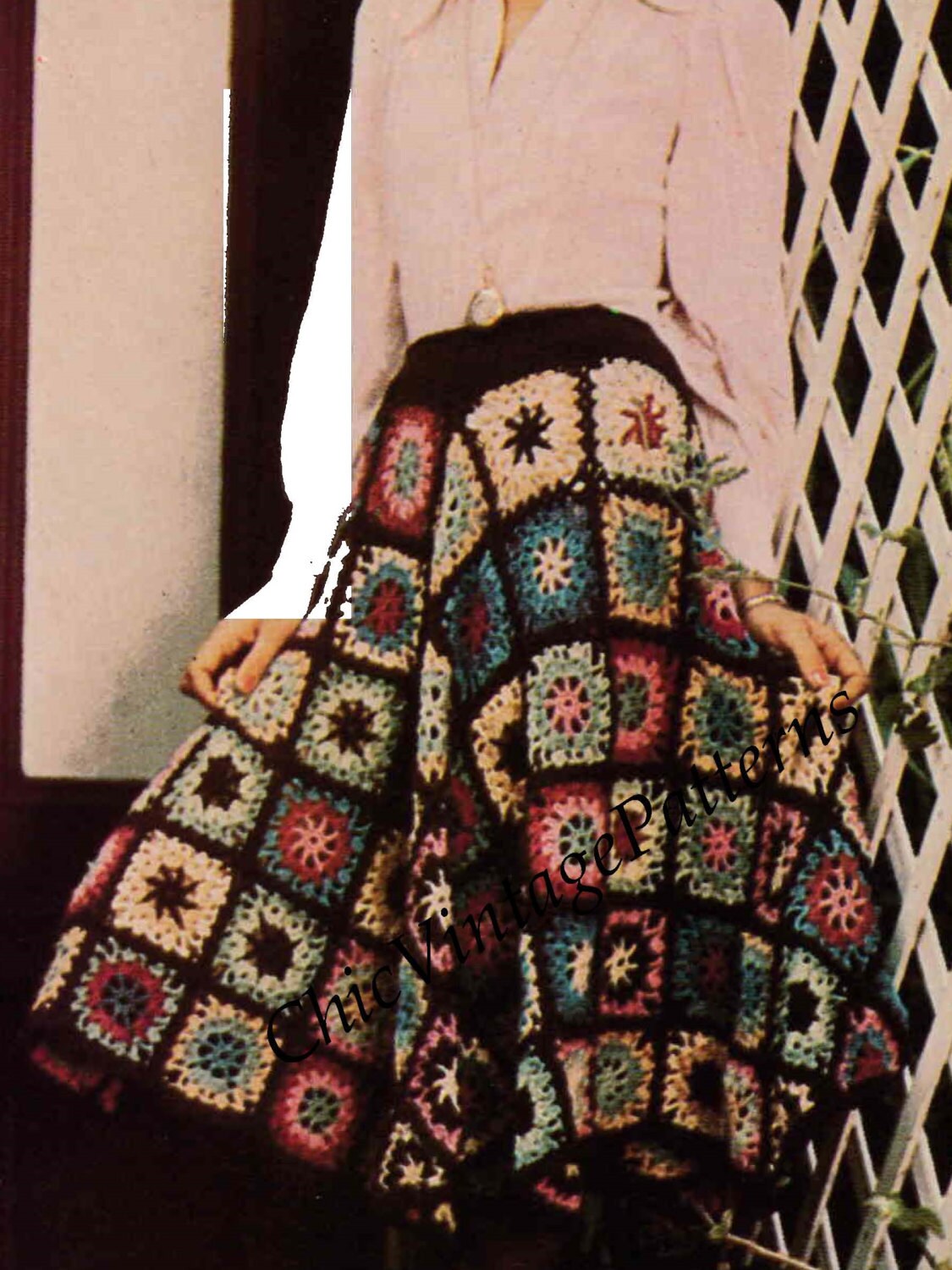 Crochet Skirt .. Ladies 1970's Granny Square Crochet Skirt Etsy