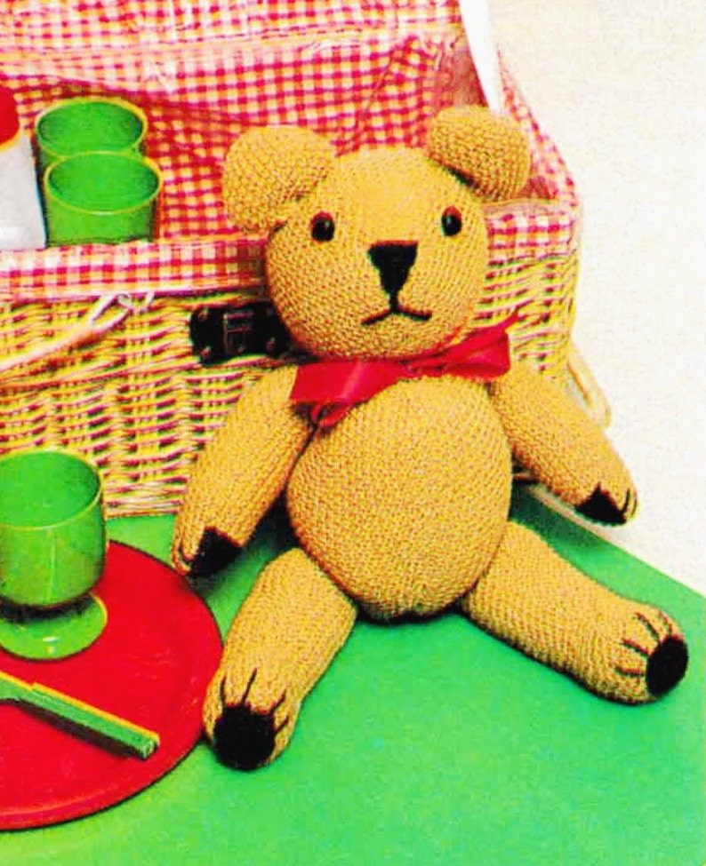 Knitted Teddy Bear .. Vintage PDF Knitting Pattern .. Soft Toy Etsy