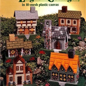 Plastic Canvas English Cottages Pattern, Home Decor, Instant Download