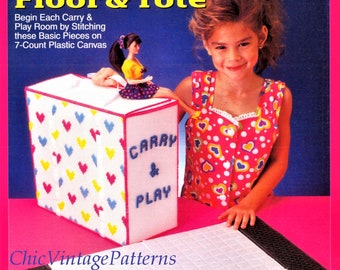 Plastic Canvas Carry & Play Floor and Tote Pattern, 11.1/2 inch Doll, Digital Download