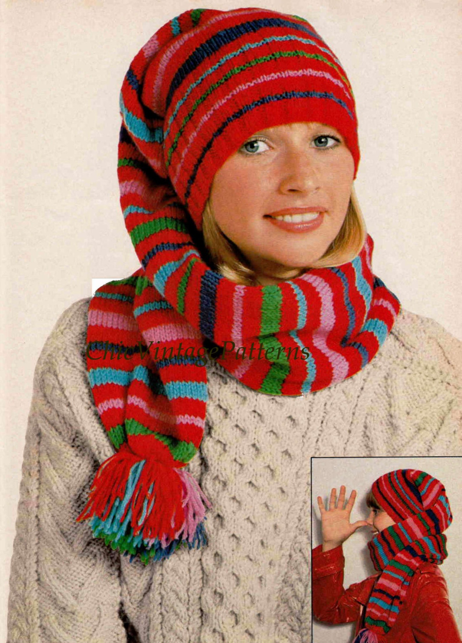 Knitted Hat Scarf Millers Cap Combination Hat and Etsy
