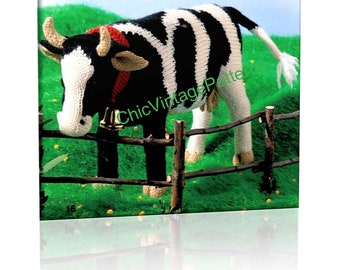 Knitted Cow Pattern, Soft Toy, Digital Download, Farmyard Animal