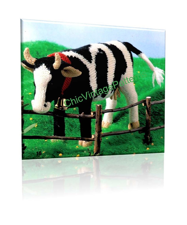Knitted Cow Pattern, Soft Toy, Digital Download, Farmyard Animal image 1