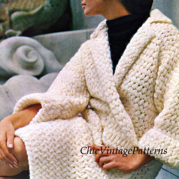 Crochet Coat Pattern,  Luxuriously Stylish Ladies Coat, PDF Pattern Instant Download