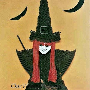 Macrame Witch Pattern, Halloween Wall Hanging, Instant Download