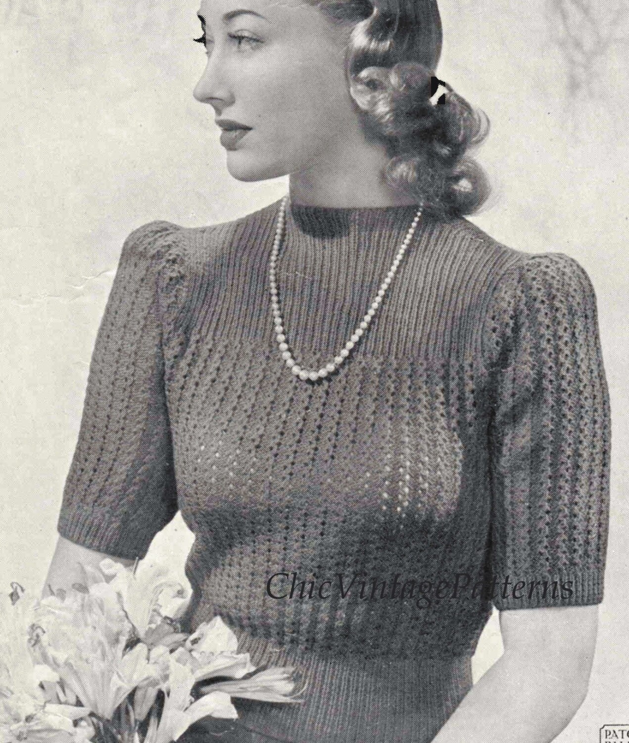 Ladies Knitted Sweater Vintage 1940's Pattern Lacy Etsy