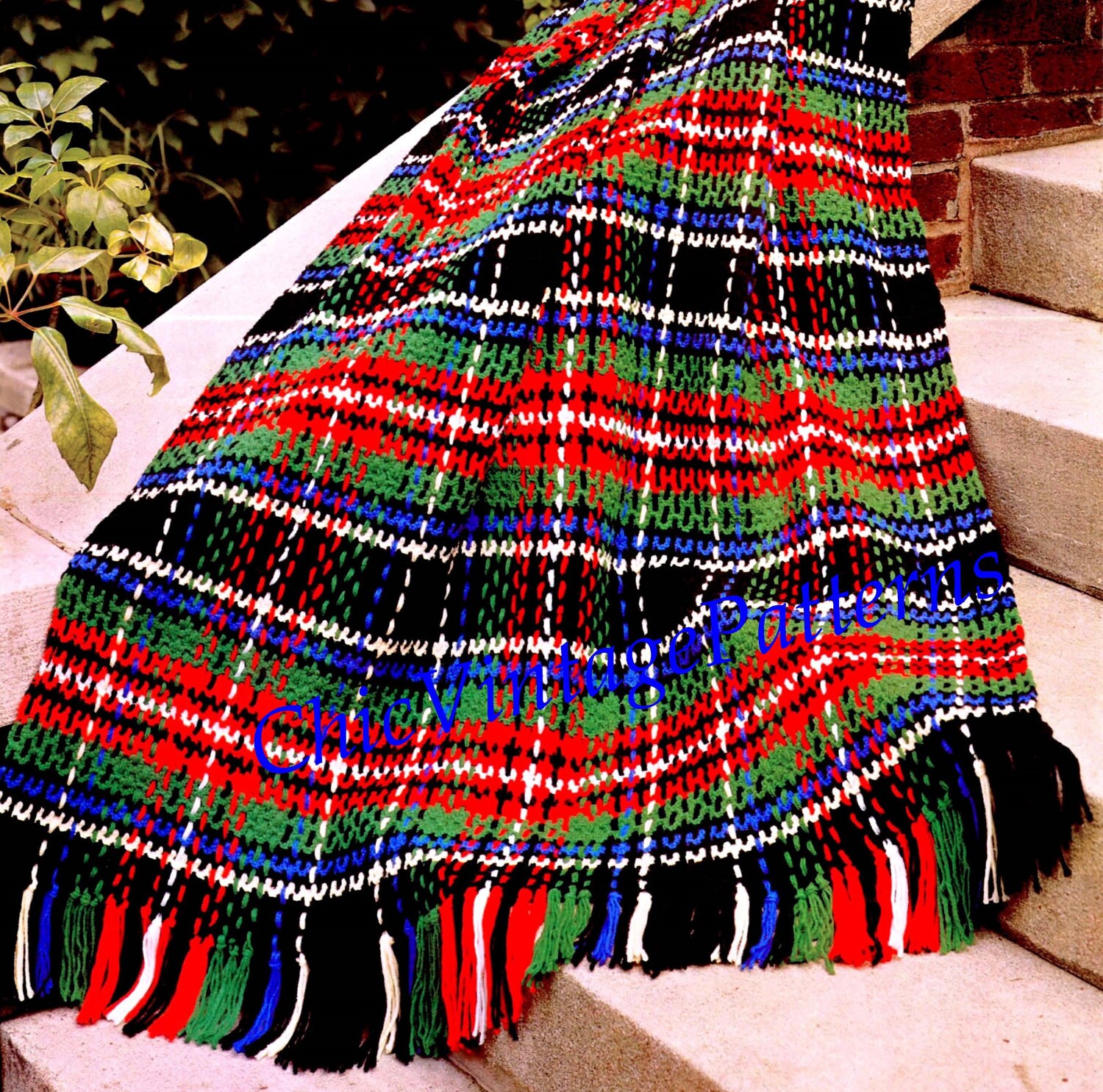 Crochet Plaid Afghan Woven Tartan Rug Pattern Scottish Etsy
