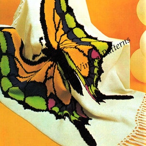 Afghan Pattern, Stunning Butterfly Rug, PDF Crochet Pattern image 1