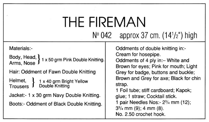 Fireman Sam Doll, Knitted Soft Toy Pattern, Instant Download Pattern image 3