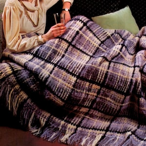 Tartan Afghan Rug Crochet Pattern, Mohair Rug, Instant Download
