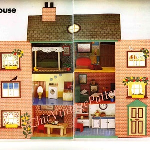 Vintage Doll's House Pattern, Cardboard, Includes Furniture Patterns, Instant Download