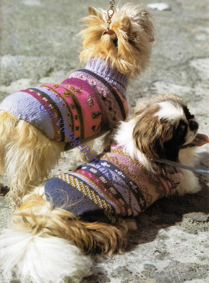 Knitted Dog Coats Turtleneck Jaquard Coats PDF Etsy