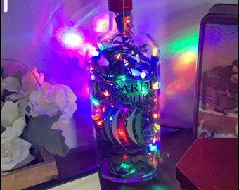 Ready to ship! Multicolored LED light Bacardi bottle lamp