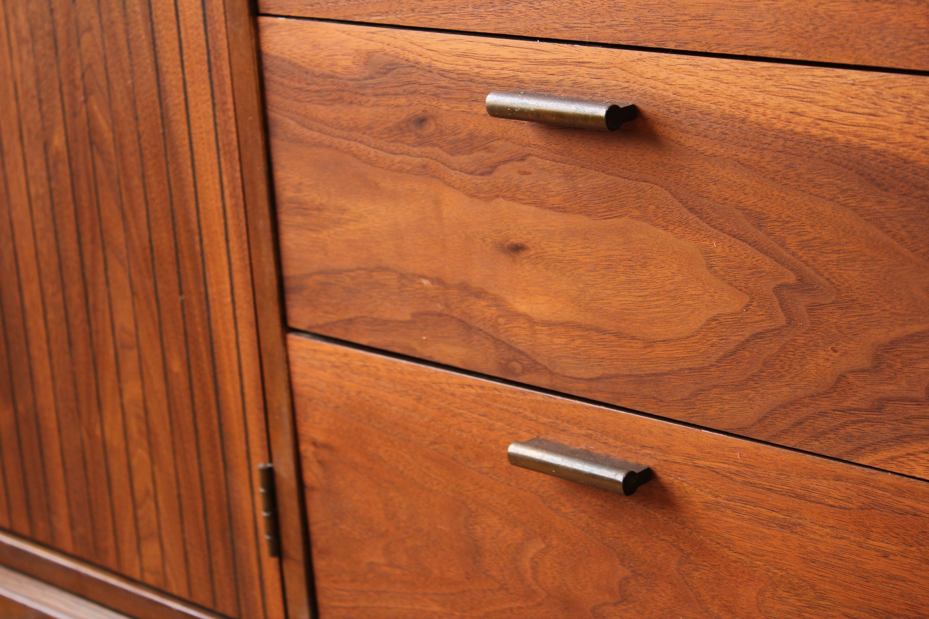 MCM Walnut China with Brass Tab Pulls