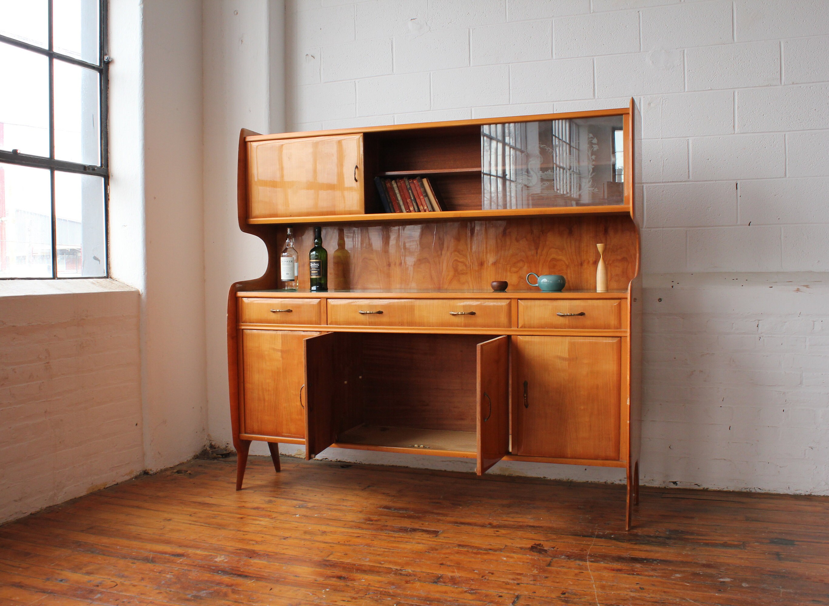 Clearance! Italian Modern Floating Hutch and Credenza