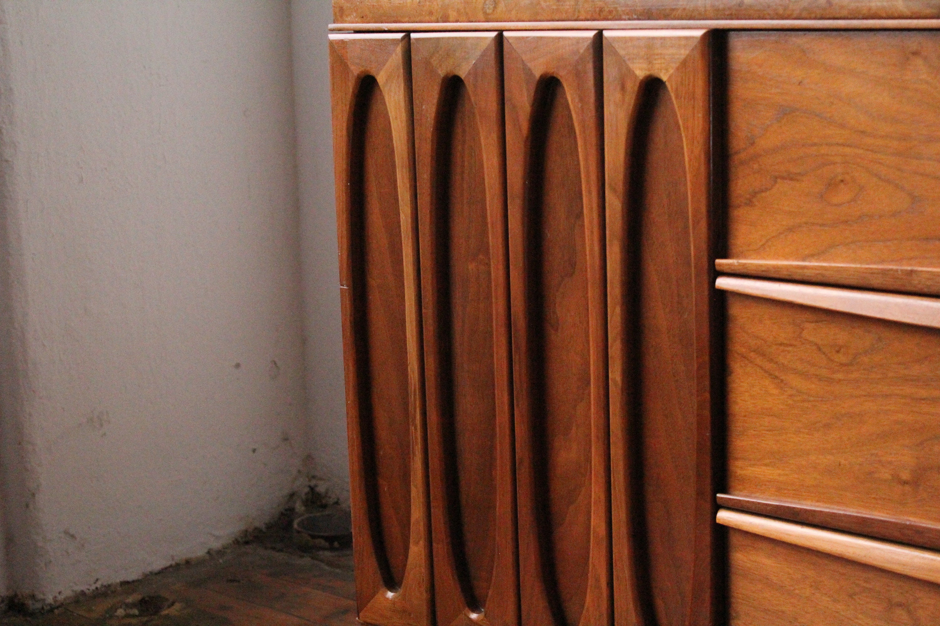 Reserved Luxurious Burlwood Walnut Quadruple Dresser by American of