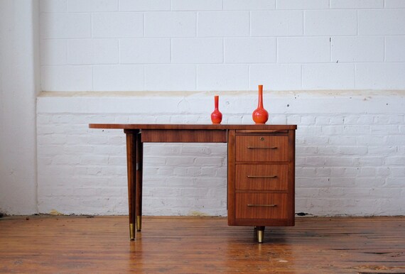 Restored Mcm Walnut Semi Tanker Desk Etsy