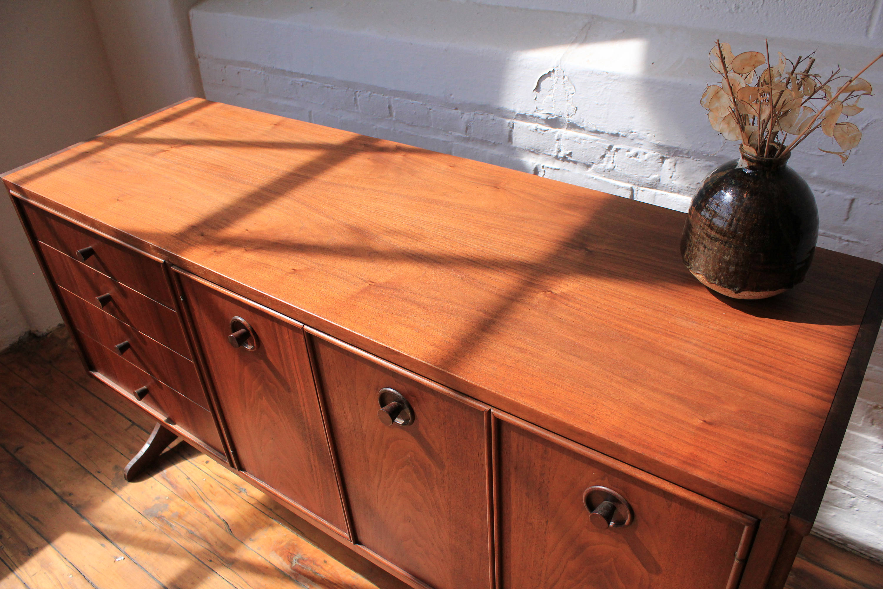 Floating Walnut Credenza by Kroehler