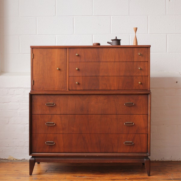 Mid Century Modern Walnut Utility Highboy
