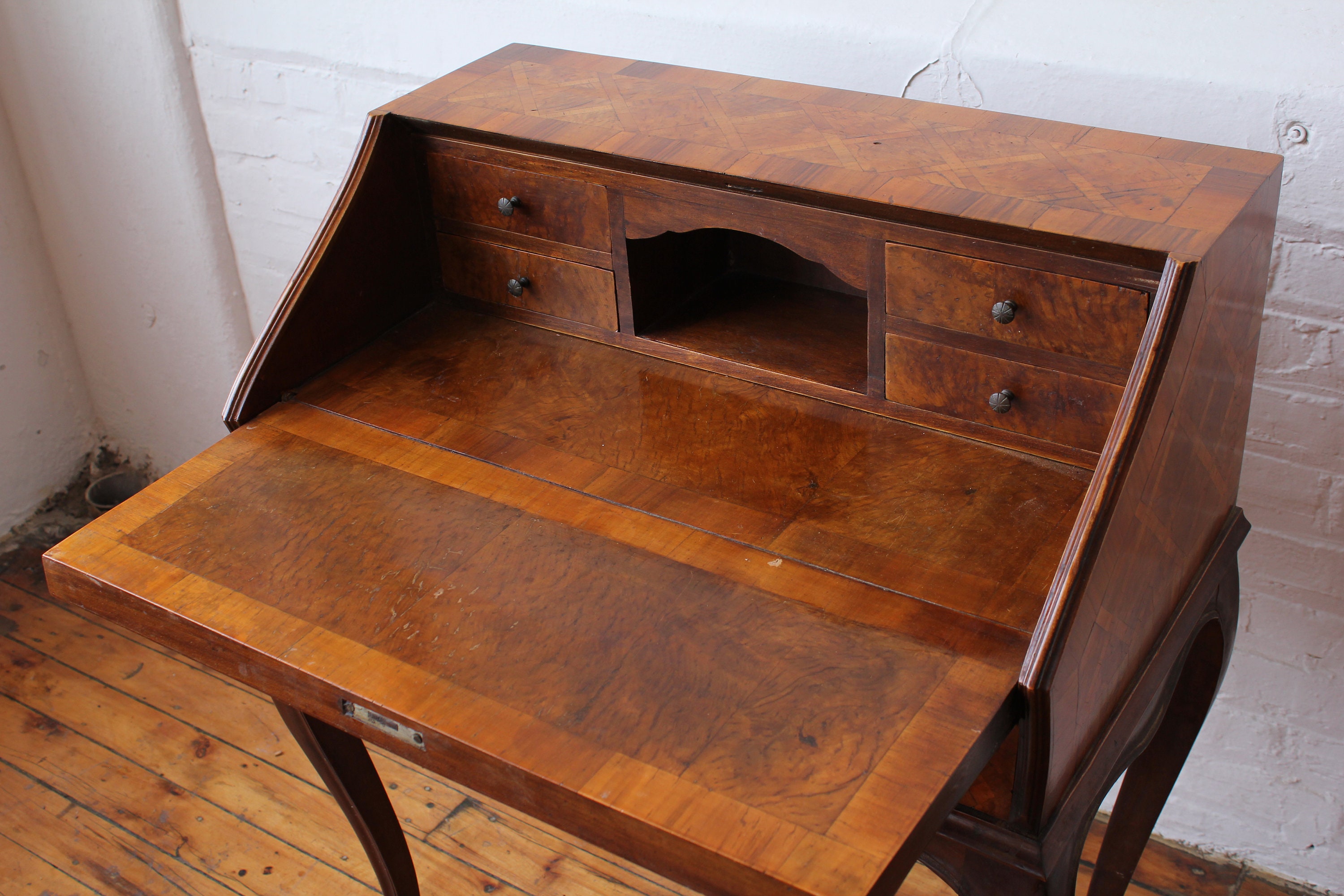 Vintage Italian Marquetry Secretary Desk