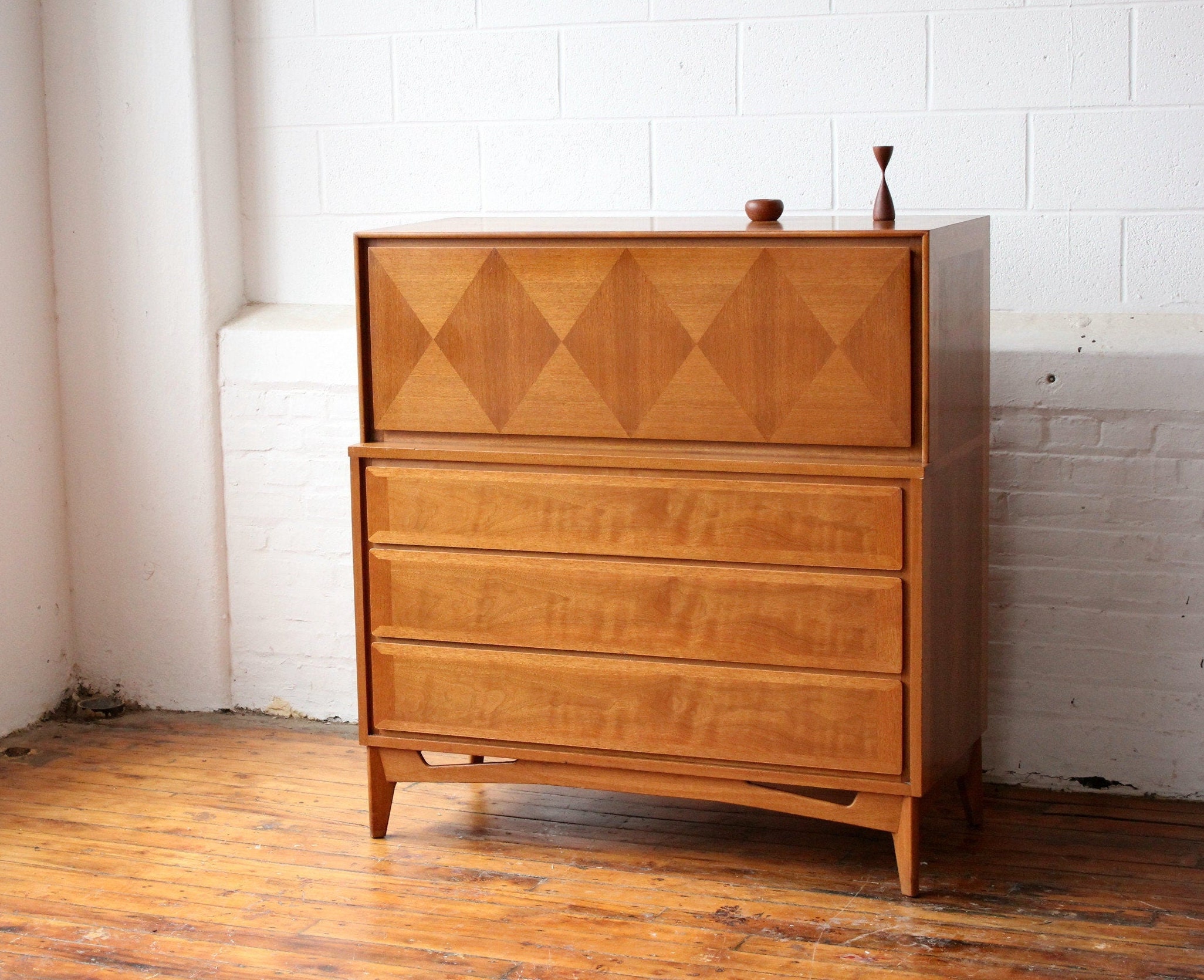 MCM DropFront Dresser with DiamondPatterned Door