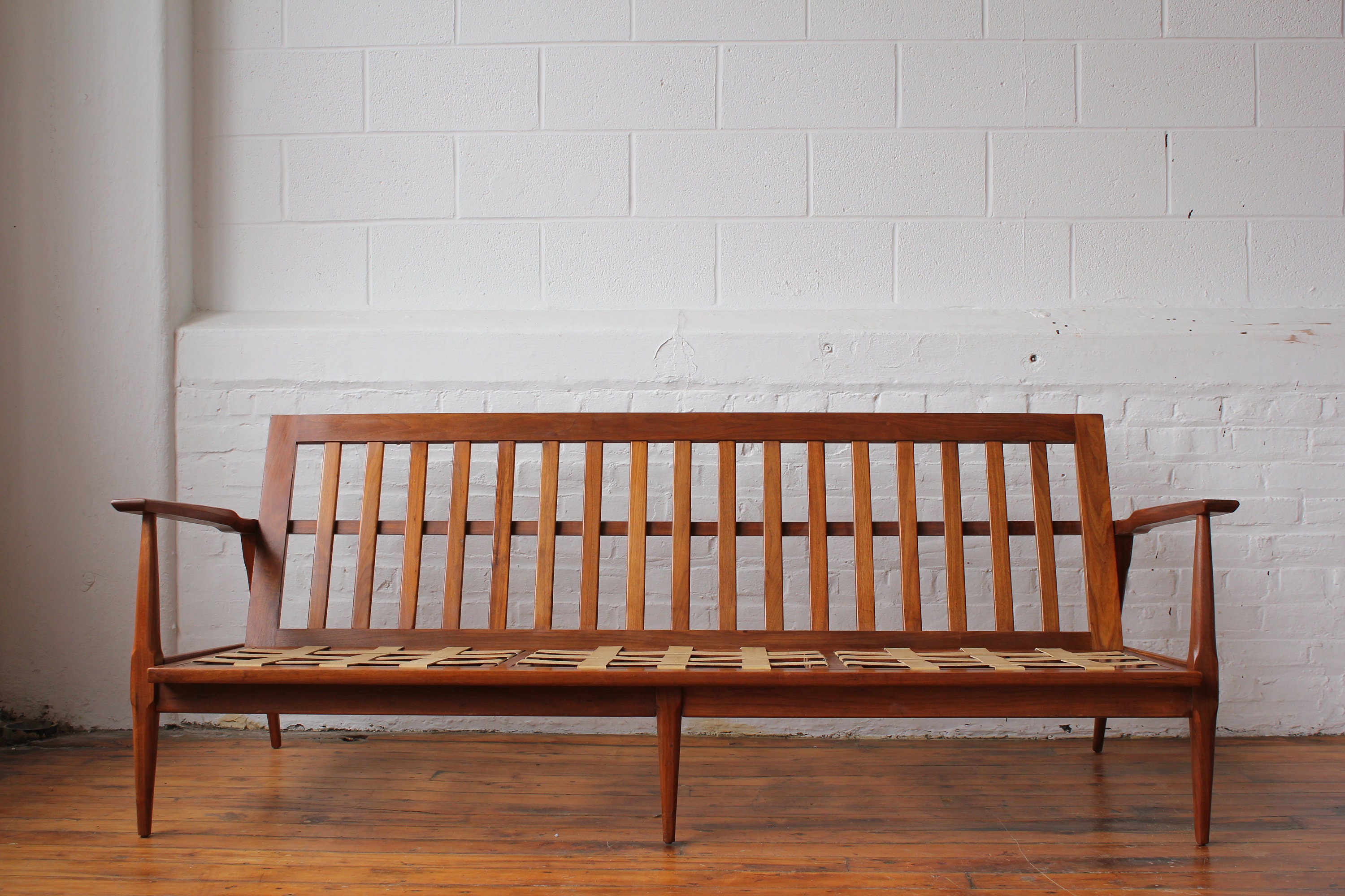 Restored Mid Century Modern Walnut Sofa Frame