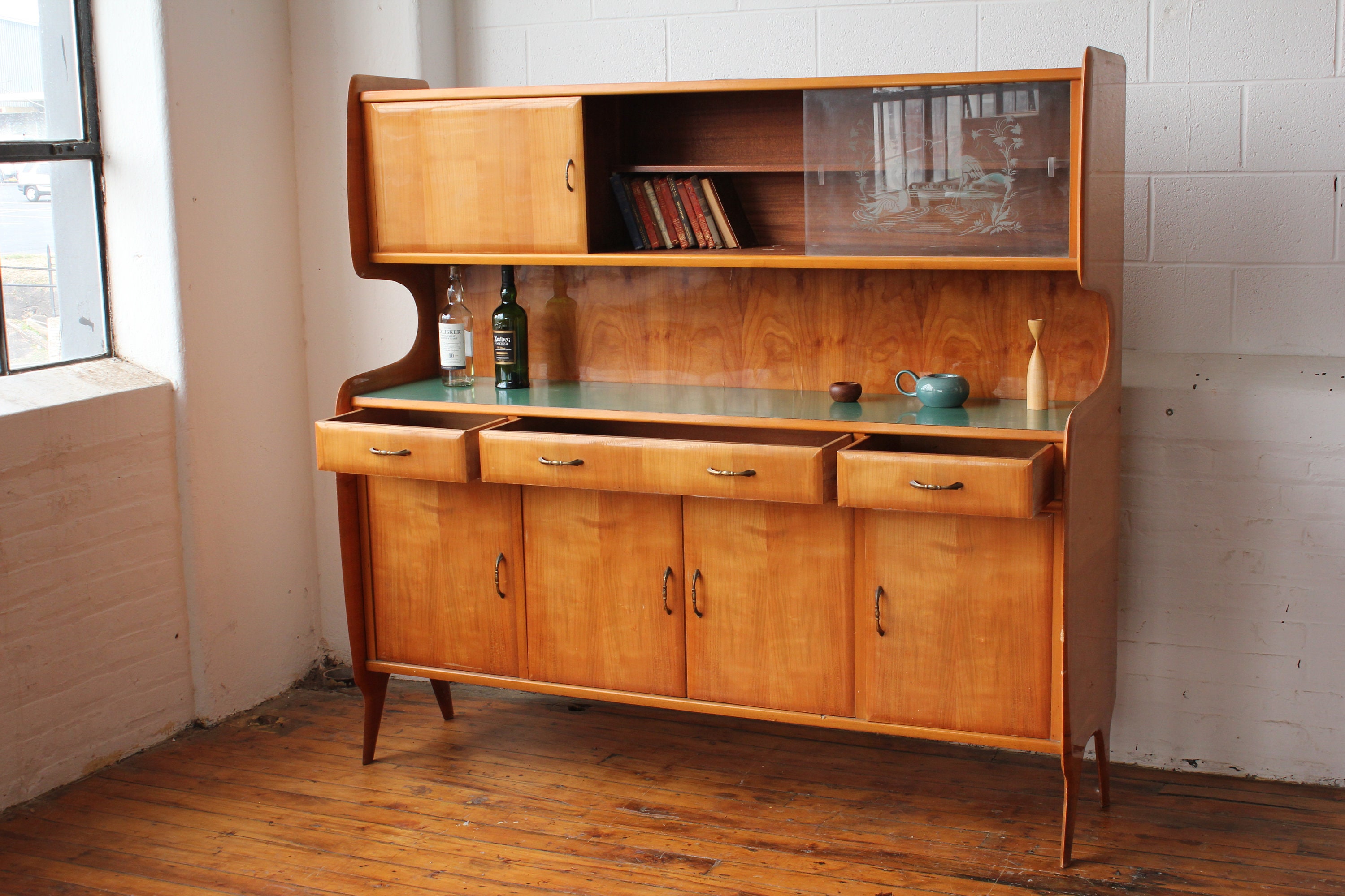 Clearance! Italian Modern Floating Hutch and Credenza