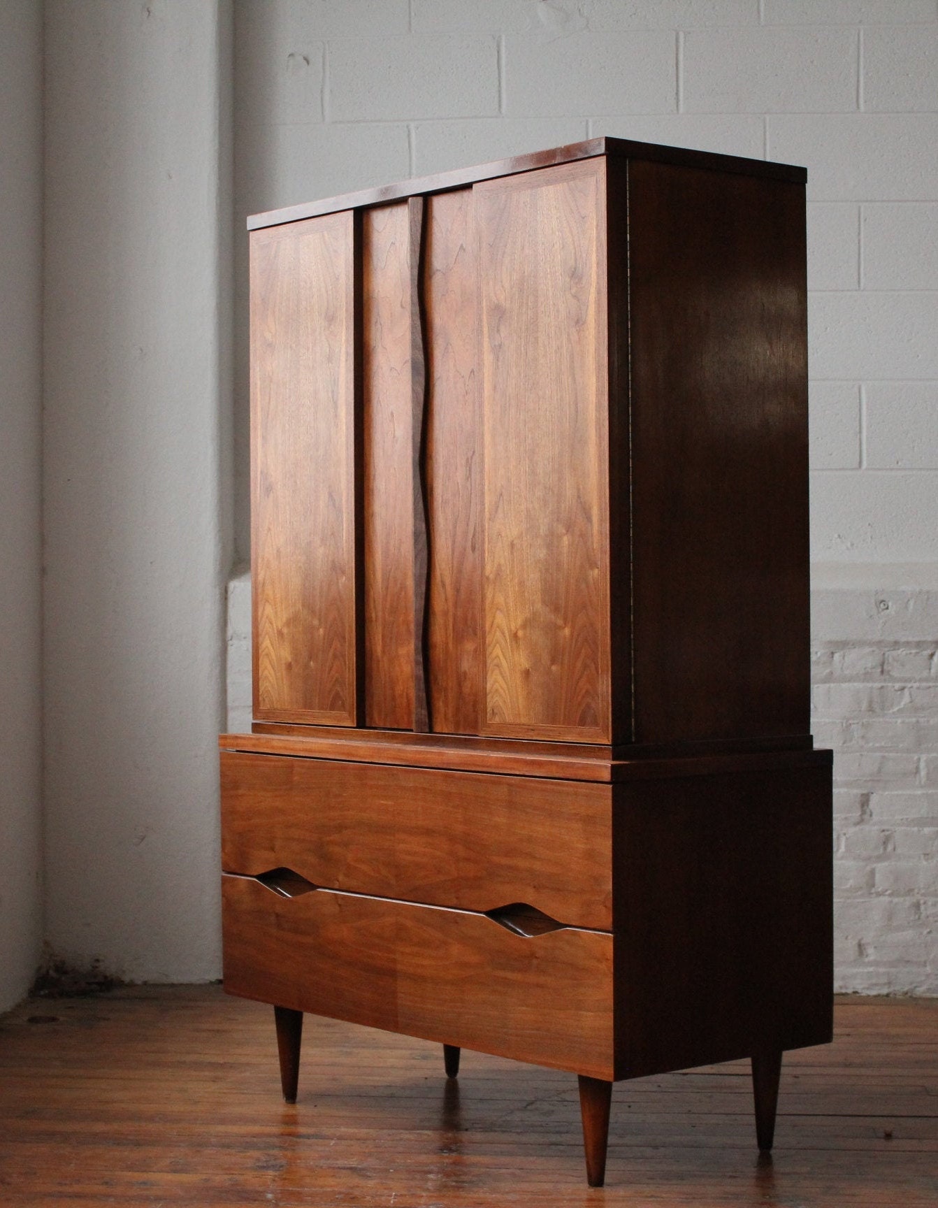 Restored Mid Century Modern Walnut Armoire by American of Martinsville