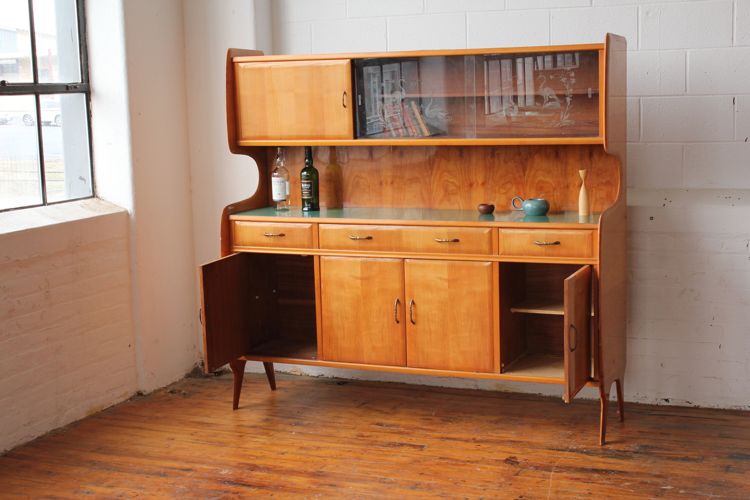 Clearance! Italian Modern Floating Hutch and Credenza