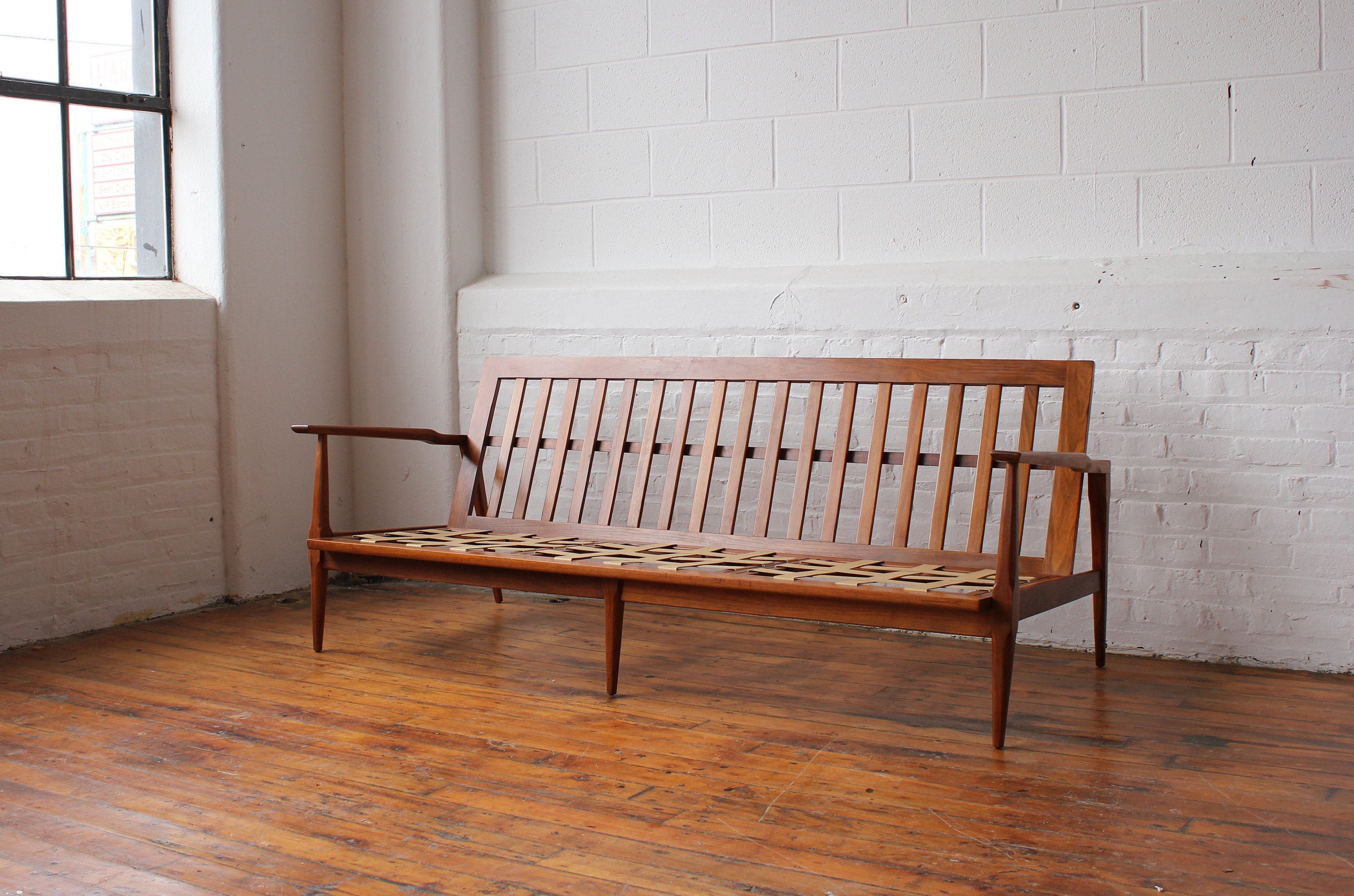Restored Mid Century Modern Walnut Sofa Frame