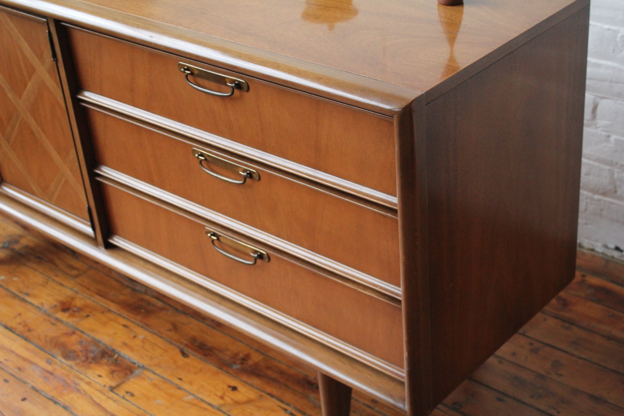 Mid Century Lowboy Dresser with 6 Tray Drawers by United Furniture