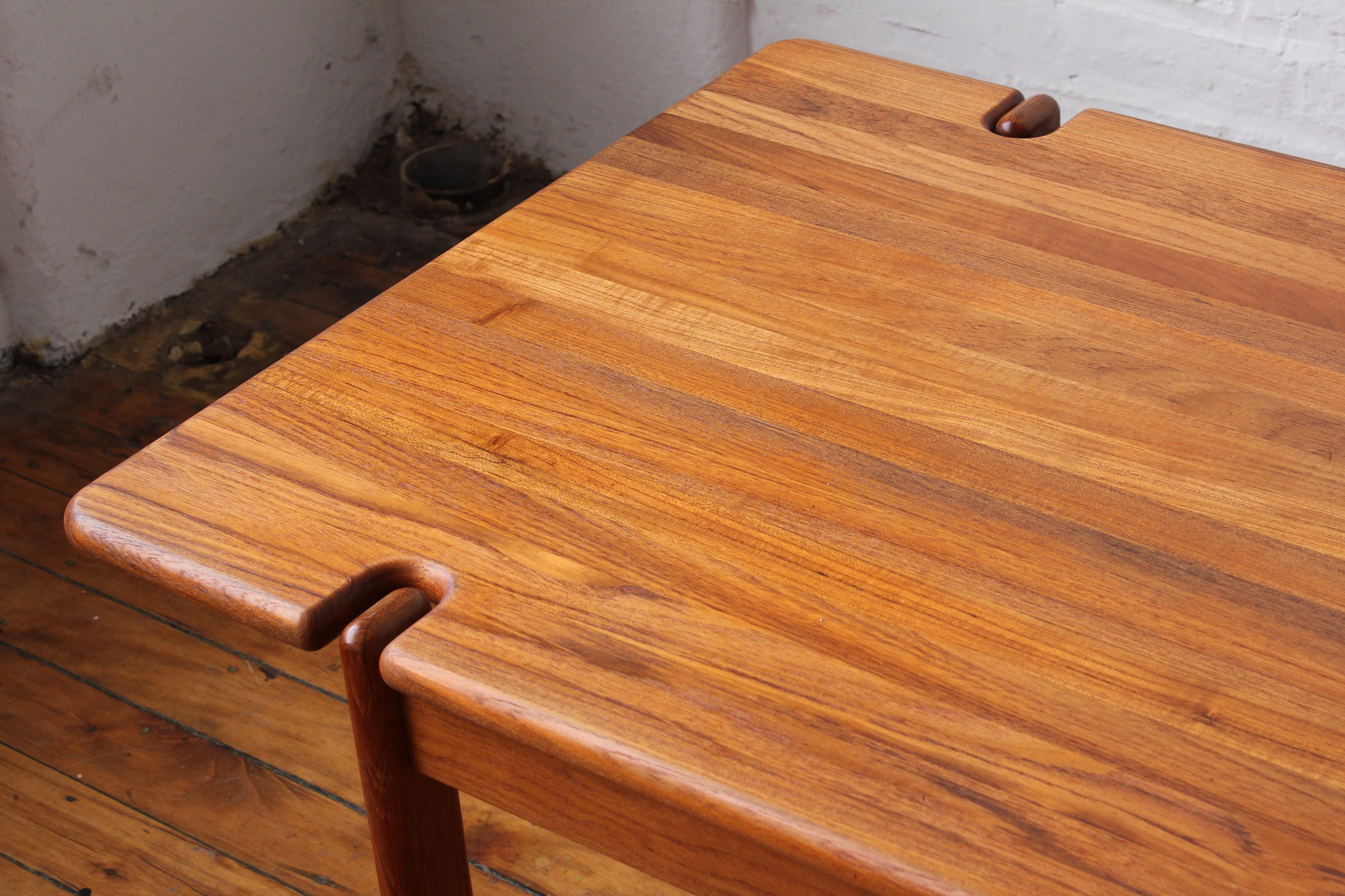 Restored Danish Solid Teak Coffee Table with Exposed Legs