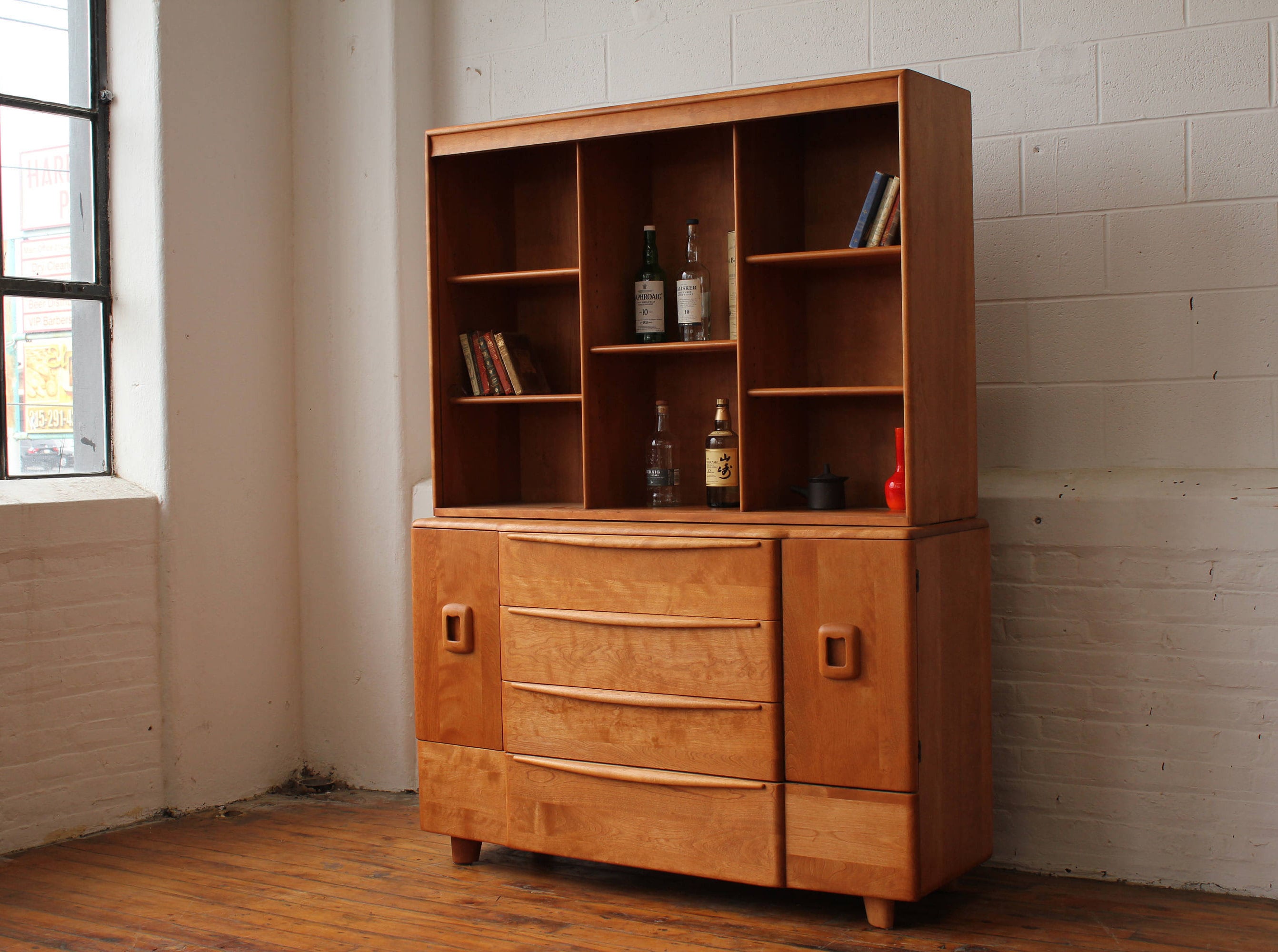 On Hold Restored Heywood Wakefield M193 Credenza with M198 Hutch