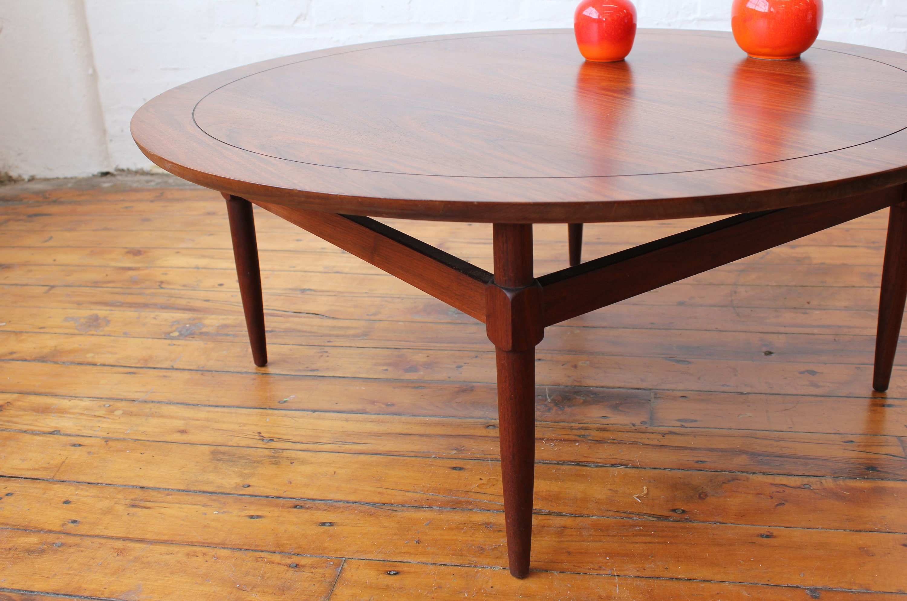 Round Walnut MCM Coffee Table