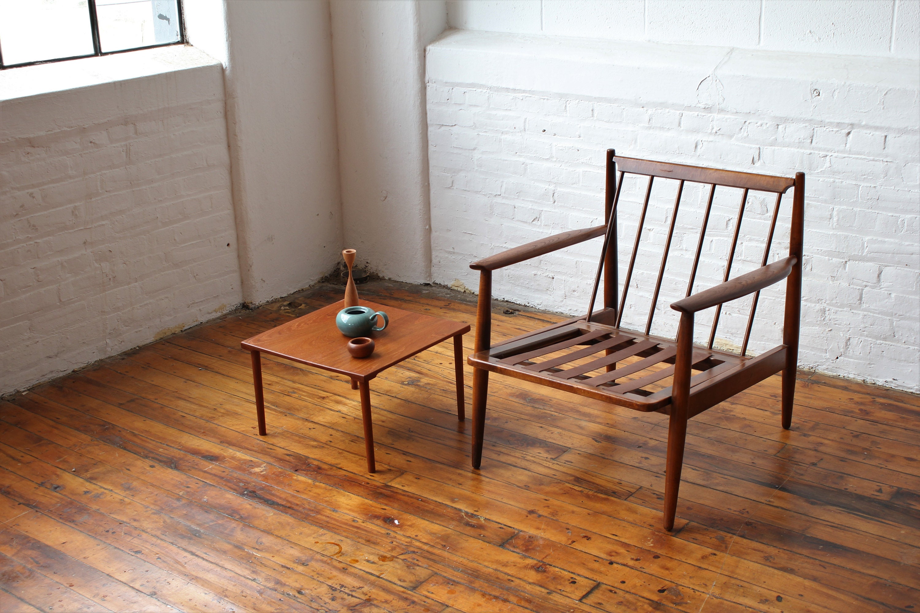 Restored Baumritter Lounge Chair with Blue Vinyl Cushions