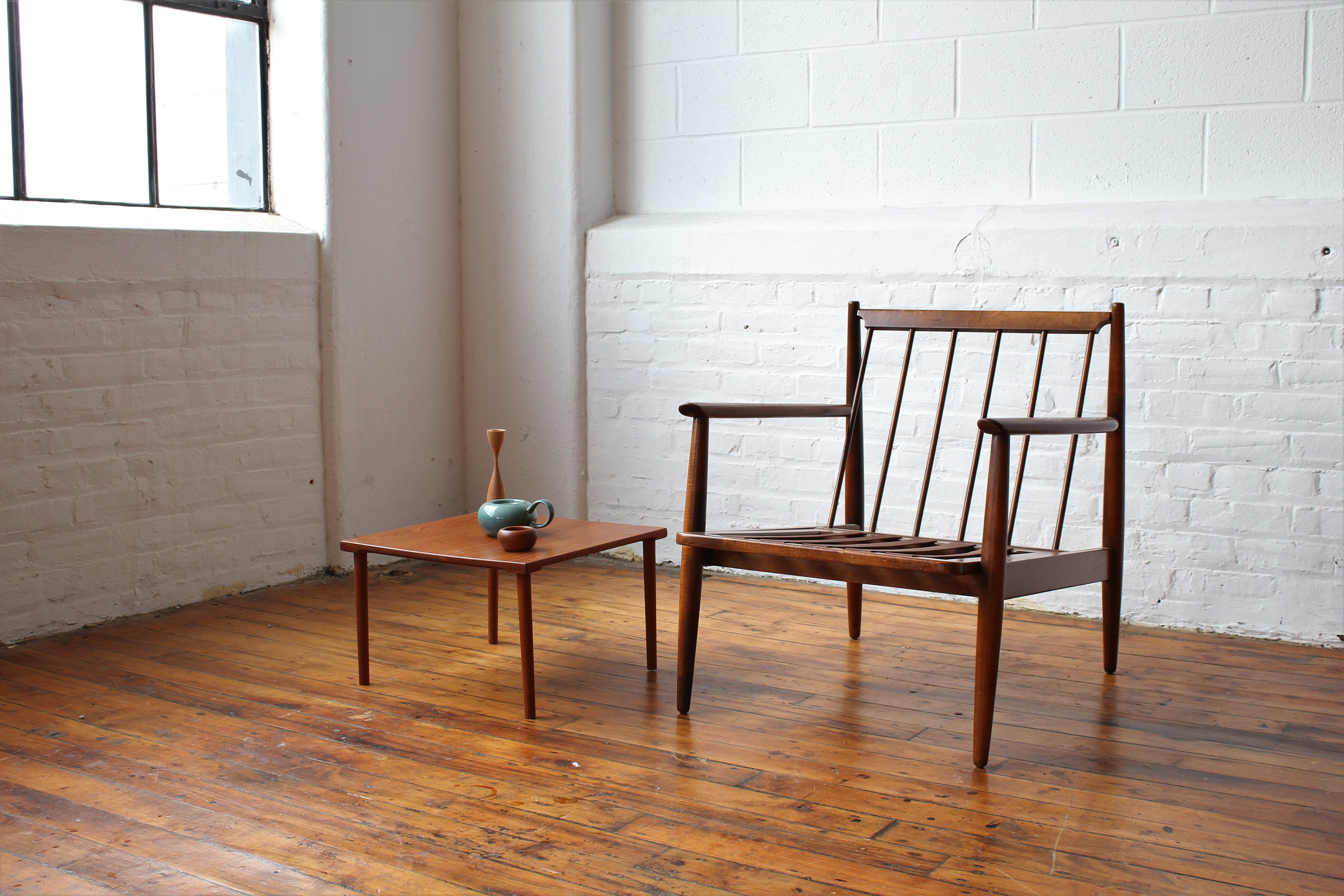 Restored Baumritter Lounge Chair with Blue Vinyl Cushions