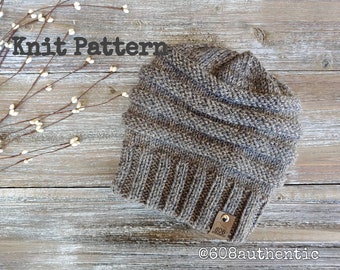 PINE MOUNTAIN BEANIE - -Knit Pattern/Beanie Pattern/Instant Download/Easy Knitting Pattern/Adult Winter Hat