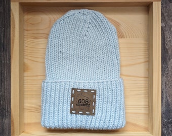 Knit Ribbed Beanie / Double Folded Brim / Arctic Ice