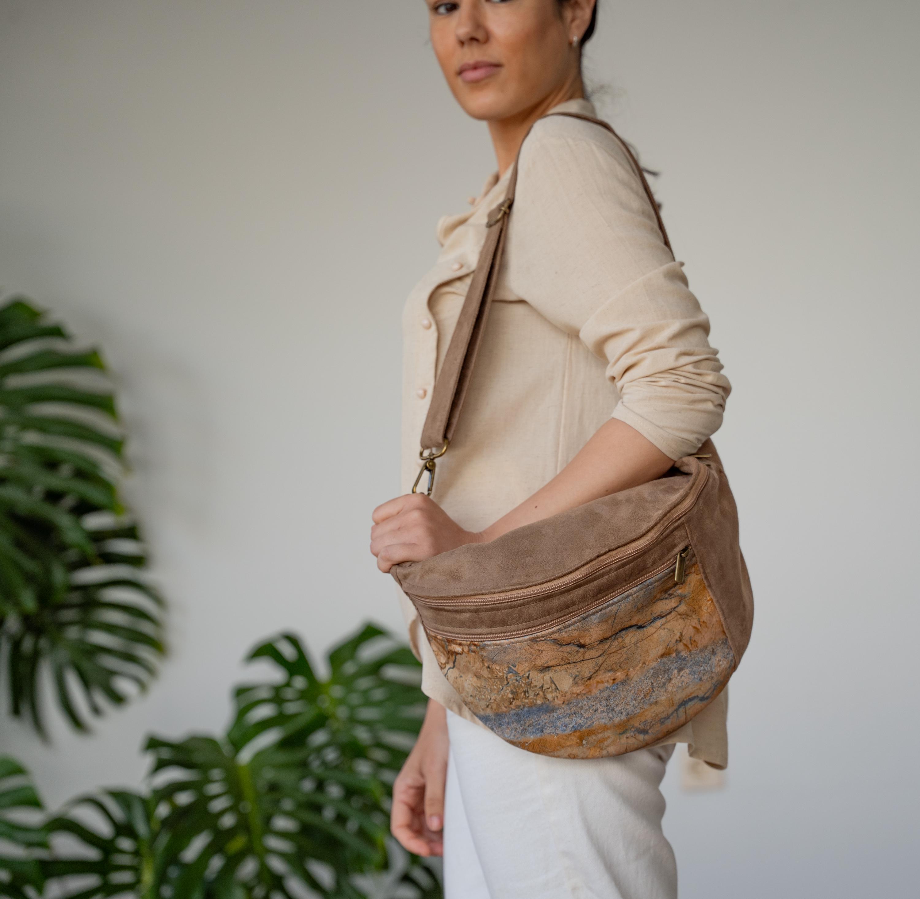 Grande marsupio boho da donna con stampa Stonehenge in cotone