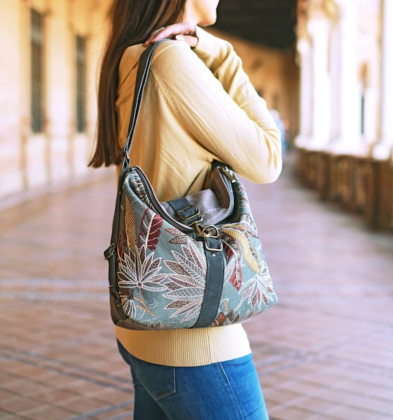 Buy Leather Backpack Crossbody Convertible Backpack Purse Soft Grey  Shoulder Bag Hobo Handbag Travel Bag Handmade With Love Online in India -  Etsy