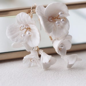 Willow earrings, Clay flower earrings, floral earrings, Gold, Silver,