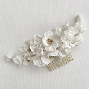 Clay flowers Hair Comb, clay flowers wedding haircomb, Wedding hair Comb, bridal accessories, wedding hair comb, floral hair comb image 1