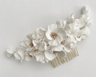 Clay flowers Hair Comb, clay flowers wedding haircomb, Wedding hair Comb, bridal accessories, wedding hair comb, floral hair comb