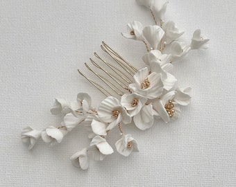 Clay flowers Hair Comb, clay flowers wedding haircomb, Wedding hair Comb, bridal accessories, wedding hair comb, floral hair comb