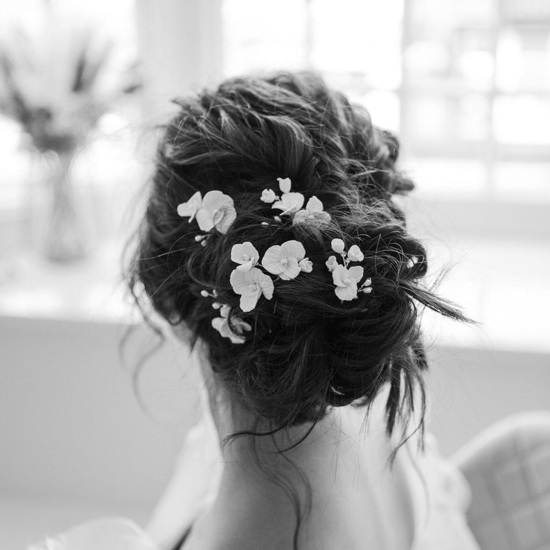 Épingles à cheveux florales, épingle à cheveux de mariée, épingle à cheveux de mariée, postiche de mariée, accessoires de cheveux de mariage, épingles à cheveux fleur image 2
